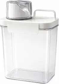 Pote Hermético Multiuso com Medidor e bico Dosador Livre BPA, Recipiente Acrílico para Armazenamento de Alimentos, Ração e Sabão, 1,5L,Tampa Copo Medidor com trava segurança, 24x14x9cm