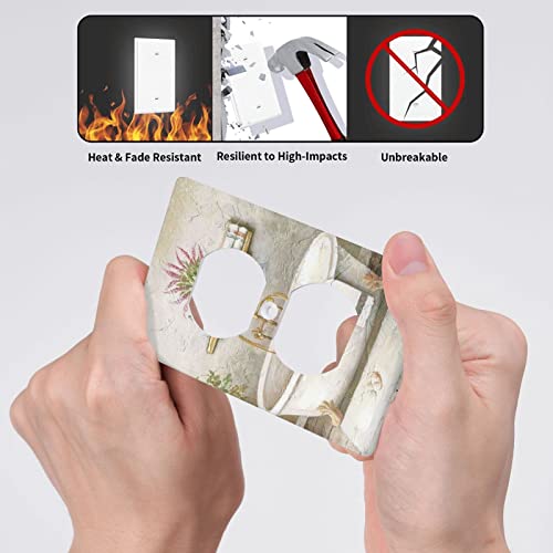 Bqiuulo Bathroom Bathtub Vintage Duplex Electrical Outlet Cover Unbreakable Decorative Light Switch Wall Plate Covers For Home Decor 1-Gang 4.50''X2.76'', 546132 #TOP4