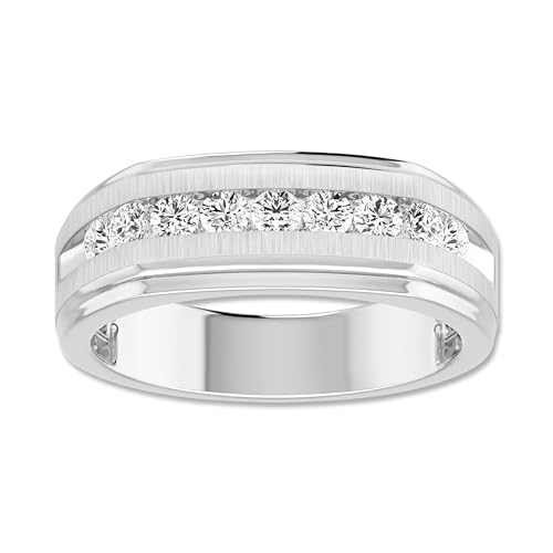 ARCHMAN 10K Solid White Gold, Mens Wedding Band, 1/2 CTW