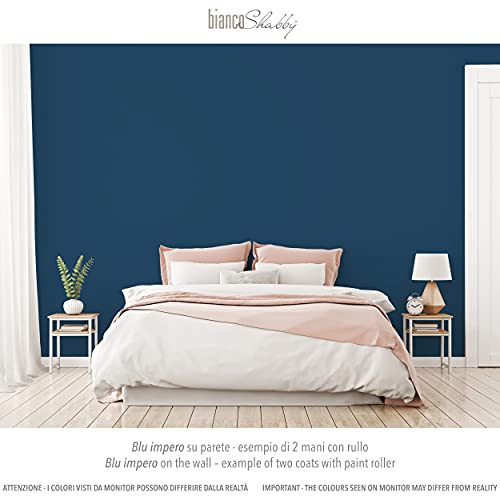 bianco Shabby® Blu Impero (Imperialblau) - (500 ml) Chalk Paint Kreidefarbe auf Wasserbasis für alle Oberflächen – geruchsneutral, einfach zu verarbeiten, extra matt