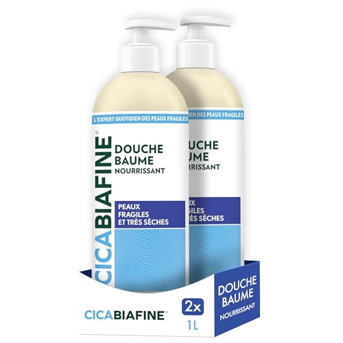 Cicabiafine - Baume Douche Surgras Nourrissant (lot de 2 flacons-pompes de 1 L) – Gel douche surgras pour peaux très sèches – Soin de la peau hydratant et haute tolérance dès 3 ans