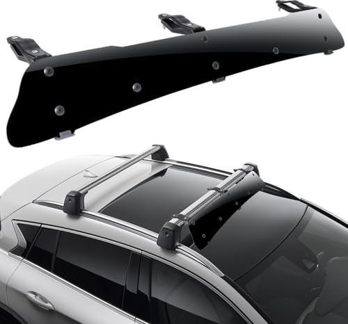 AirVows 38 Aerodynamic Wind Fairing for Roof Rack 95% Less Wind Noise Fits Most Factory Bars 3 Clamps for Secure Fit Windshield Fairing for Roof Racks (38in)
