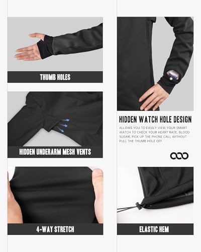 33,000ft Women's Waterproof Fleece Running Jacket Zip Up Athletic Winter Cold Weather Workout Cycling Track Jackets2