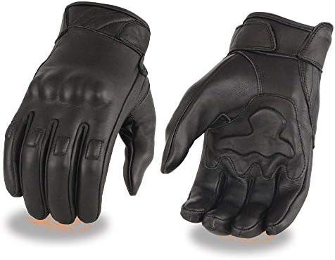 Milwaukee Leather MG7521 Men's Black Leather Gel Padded Palm Motorcycle Hand Gloves W/Rubberized Protective Knuckle - 4X-Large