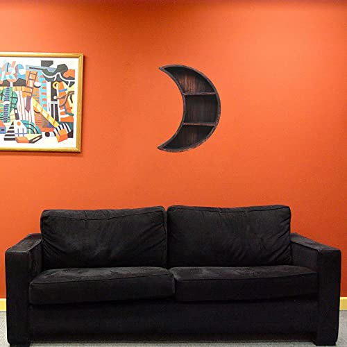 Ubrand Moon Shelf Room Decor,Crystal Shelf, Reversible Wooden Essential Oil Shelf,Wall Mounted Floating Shelves,Burnt Color Crystal Jewelry Holder #TOP1