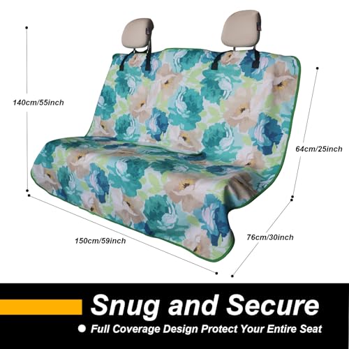 Image of Back Seat Cover for Car Trucks Van SUV Jeep,Waterproof Rear Bench Towel Seat Covers for Dogs and Kids,Automotive Backseat Protector (Chrysanthemum)