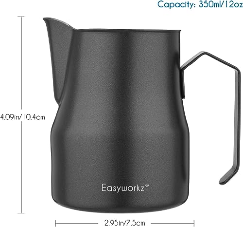 Easyworkz Espresso Steaming Pitcher Stainless Steel 12 Oz Coffee Frothing Picther Milk Jug Cappuccino Latte Art Cup #TOP2
