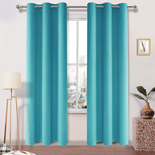 Image of DWCN Blackout Curtains for Bedroom Living Room 42 x 84 Inch Long Turquoise