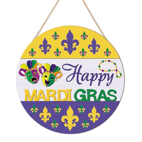 Decoración de pared para el hogar con diseño Happy Mardi Gras ideal para estancias festivas
