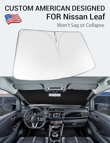 Image of Proadsy 2026 Upgrade Windshield Sun Shade Custom Fit 2018-2025 2026 Nissan Leaf Foldable Front Sunshade Protector Sun Visor Blocks UV Rays Keep Car Cooler