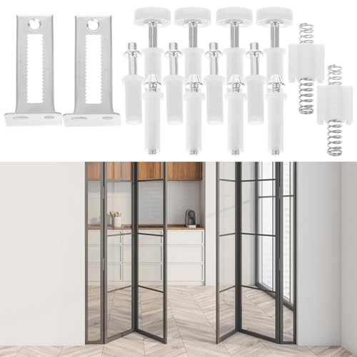 Kit de herrajes para puertas bifold Kisangel con pivotes metálicos superiores y rodillos para reemplazo de puertas plegables para clósets miniatura 7