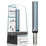 KEENTECH 1/2' Shank Flush Trim Router Bit with Top Bearing, Extra Long, Carbide Tipped Pattern Bit for Woodworking, Heavy Duty Template Cutting Tool, 3/4' Diameter x 3-1/2' Cutting Depth