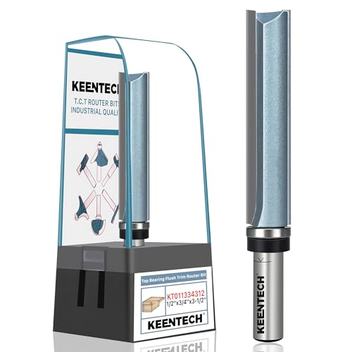 KEENTECH Flush Trim Router Bit 1/2 Shank x 3/4 Dia x 3-1/2 Depth