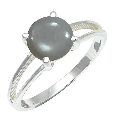 SILVERNROCK Gray Moonstone Gemstone Silver plated Meditation Ring Men & Women All Size Gift Item Handmade Jewelry ERG1258BQ (US-13.5)