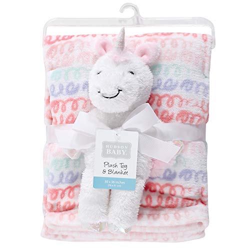 Image of Hudson Baby Unisex Baby Plush Blanket with Toy, Snuggly Unicorn, One Size