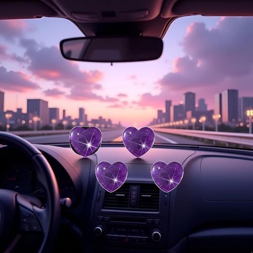 Image of 4 Pcs Heart Air Vent Clips, Cute Heart Car Air Fresheners Vents Clips Funny Cars Diffuser Vent Clips Car Interior Decor Charm Cute Cars Accessories,Decoration for Women (Purple)
