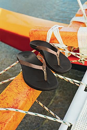 Image of OluKai Ho'opio Leather Women's Beach Sandals, Full-Grain Leather Flip-Flop Slides, Modern Low Profile Design & Comfortable Fit