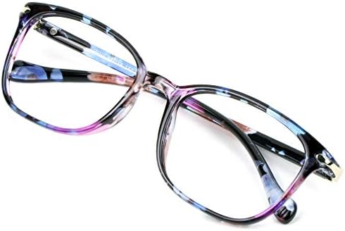 Blue Light Blocking Glasses for Women/Men, Anti Eyestrain, Computer Reading, TV Glasses, Stylish Square Frame, Anti Glare (Pink, No Magnification)