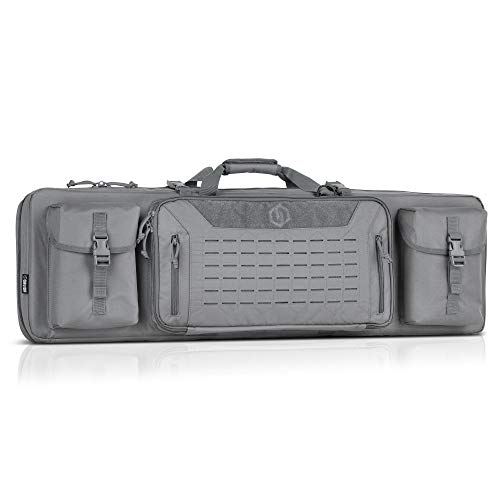 Savior Equipment Urban Warfare Tactical Double Long Gun Bag Case Backpack w/Pistol Handgun Case,42 Inch SW Gray