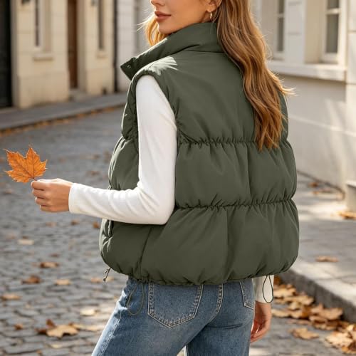PXLKNZH Puffer Vest for Women Sleeveless Stand Collar Snap Gilet - image 5