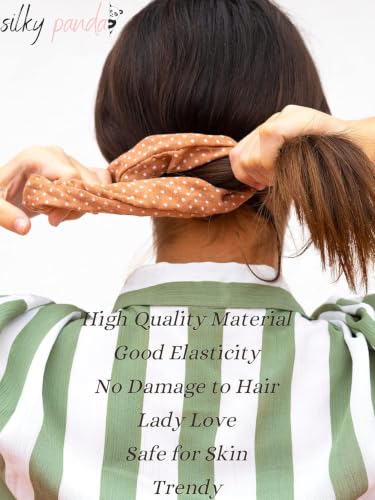 Image of Luxury Silk Scrunchies for Women and Girls, Hair Ties, Hair Band, Ponytail Holder (WhiteBlack)