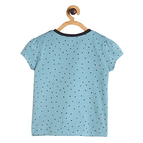 Image of miniklub Girls Navy Blue & Pink Printed Regular Top