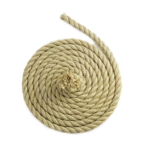 Floordirekt Cuerda de yute para escalada, 5 m, 30 mm de grosor, cuerda de yute, 100% yute natural, extrafuerte, cuerda de yute, cordel para deporte, decoración de jardín, manualidades, árbol rascador