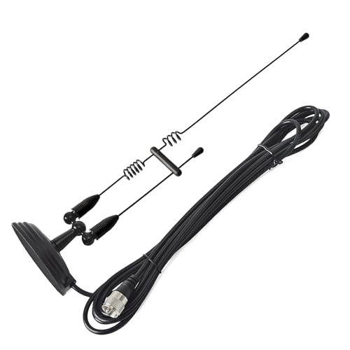 YNIBST Radio Antenne Doppelband-VHF/UHF 144/430 MHz, Amateur Radio Antenne mit magnetischer Basis und PL259-Stecker, 4 Meter RG-58 Kabel