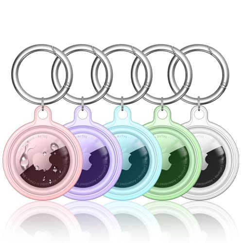 MOLOVA Waterproof Airtag Keychain Air Tag Holder, Protective Tracker Case with Key Ring Tags Chain, Apple Airtags Cases Cover GPS Item Finders Accessories