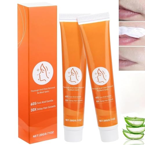 2 Stück Enthaarungscreme Gesicht, Gesichtshaarentfernungs Creme, Haarentfernung Gesicht Damen, Beruhigende Enthaarungscreme Für KöRper, Hair Off Haarentferner Lippenhaarcreme