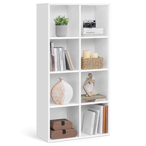 VASAGLE Bibliothèque, Étagère, Meuble de Rangement avec 8 Compartiments, Étagère sur Pied, Bibliothèque Cubique, pour Salon, Bureau, Salle à Manger, Blanc Nuage LBC24WT