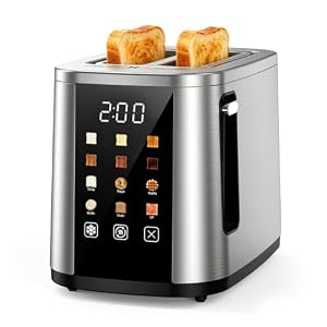 Foyoconven 2 Slice Toaster, 1.5″ Wide Slots, 7.2″ Touchscreen