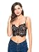 Joeoy Women's Black Sexy Sheer Eyelash Lace Spaghetti Strap Crop Top Cami Bra-S