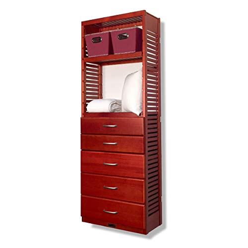 John Louis Home 12In Deep Solid Wood Premier 5 Drawer Storage Tower Red Mahogany #TOP5