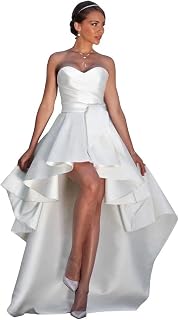 Strapless High Low Satin Prom Dresses Long Formal Evening Dress