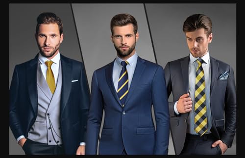 Image of HISDERN Mens Ties Extra Long Tie and Pocket Square Set 63 Inch XL Tie Pack Collection Present Box Necktie Lot 3 PCS