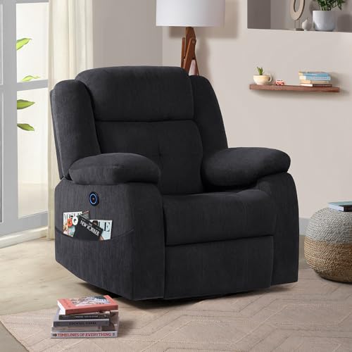 Image of Sleepyhead RX7 Designed by Duroflex - Motorized Single Seater Fabric Recliner Chair with Rocking & 360 Swivel |3 Position Easy Recline |Plush Cushion Sofa for Living Room - Iceland Grey