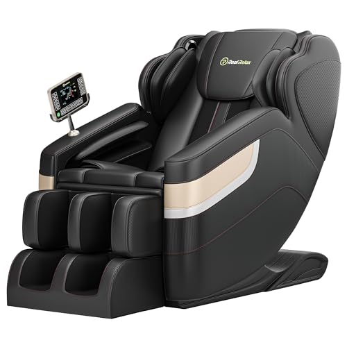 Real Relax Massage Chair, Full Body Zero Gravity Massage Recliner, with Auto Modes, Waist Heating, LCD, Bluetooth, Foot Massage, Black