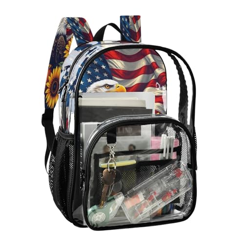 Clear Backpack for School Eagle Flag Transparent Bookbag for Girls See Through PVC Boy Backpacks2