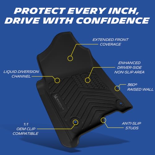 Image of Michelin Vehicle Mats, All-Weather TPE Custom Fit Liner for 2013-2018 Ram 1500 /2500 /3500 & 2019-2024 Ram 1500 Classic Crew Cab Bucket Seat, Premier