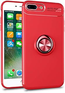SORAKA Case for iPhone 8 Plus/iPhone 7 Plus with 360 degree rotation Ring Stand Soft Slim Fit Silicone Case Shockproof Anti-fingerprint Case with Metal Plate for Magnetic Car Phone Holder Black