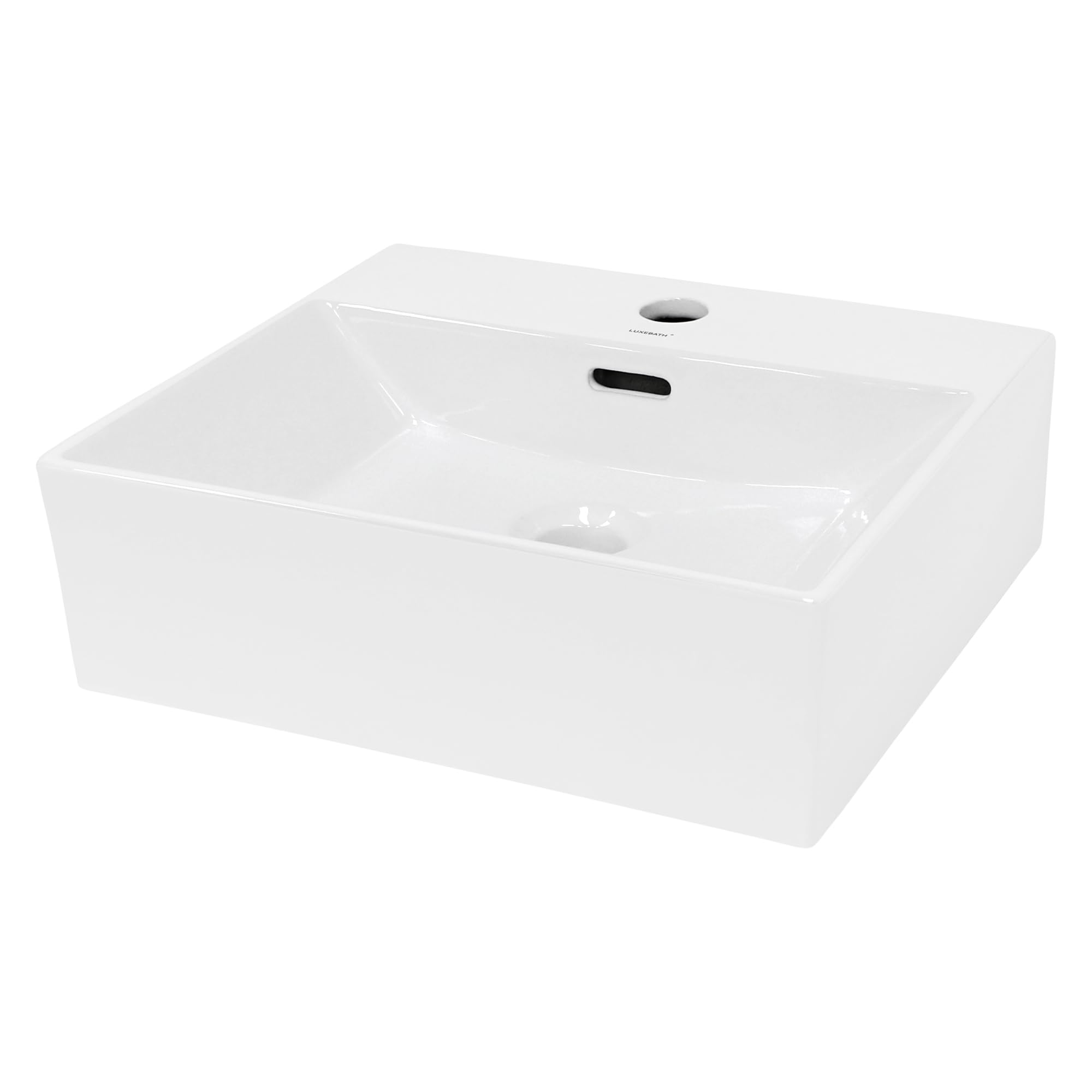 ECD Germany Vasque à Poser Lavabo Salle de Bain - en Céramique - Blanc - 415 x 360 x130 mm - Lave-​Mains Suspendu Vasque Salle de Bain Toilette - Rectangulaire - sans kit de vidange