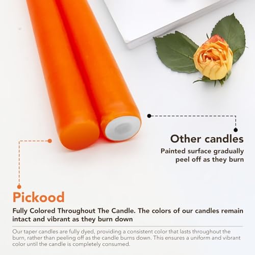 Pickood TAPER008 12-Inch Tall Dripless Taper Candles Set Of 4 thumb #2
