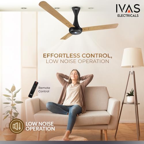 Image of IVAS 1200 mm Aero Sport Electric Ceiling Fan With Remote Control, High Speed Fan For Living Room, Bedroom And Office (Golden Oak)