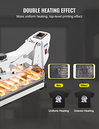 Vevor Heat Press, 15X15 Power Heat Press Machine, Fast Heating, High Pressure Heat Press Machine For T-Shirt, Digital Industrial Sublimation Printer For Heat Transfer Vinyl, Easy To Use, White #TOP1