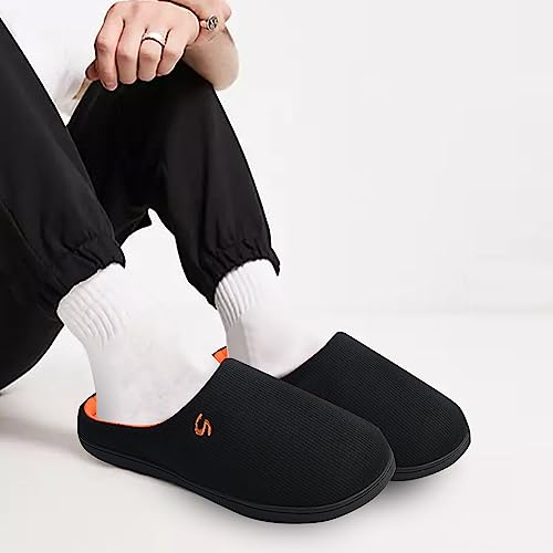 Mens Memory Foam Slippers, House Slippers For Men, Comfort House Shoes Breathable Cotton-Blend Texture Warm Soft Flannel Lining Closed Toe Man Slides Indoor Outdoor #TOP6