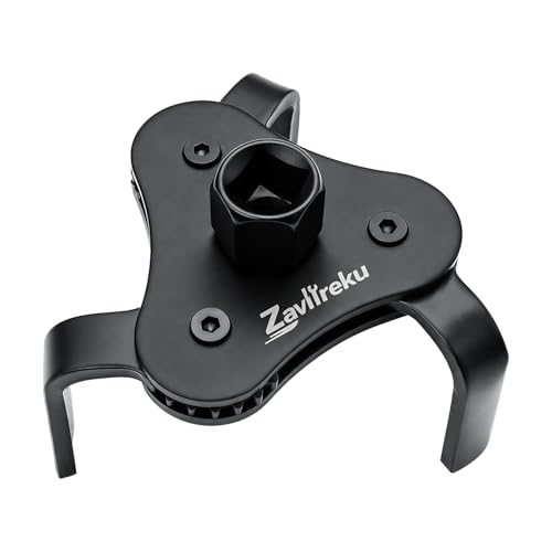 Zaviireku Universal Oil Filter Wrench Adjustable Heavy Duty 3-Jaw Oil Filter Removal Tool Oil Filter Change Tool for Engine Filters Automotive Tool for Cars Trucks SUVs