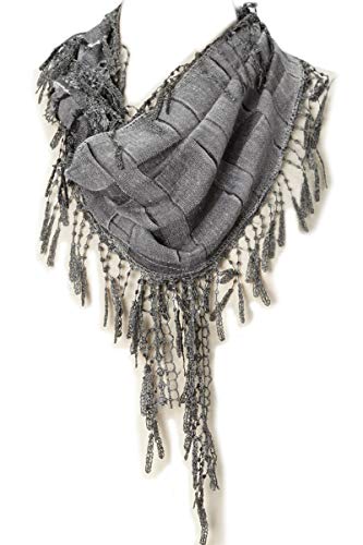 TAN'S Women Lightweight Triangle Square Fringe Scarf