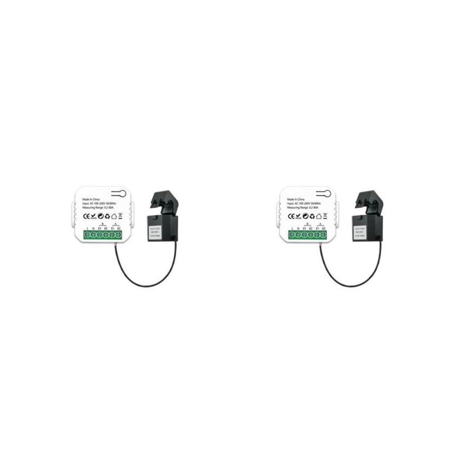 Contatore di energia, 1/2/3PCS Tuya Contatore di Energia 80A con CT Morsetto App Kwh Consumo di Energia Monitorare Statistiche di Elettricità(Size:01 2pcs)
