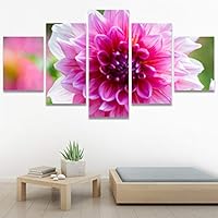 SIGNWIN 5 Panel Canvas Wall Art Pink Fields for Home Decorations Ready to Hang - 60